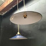 Blue enameled sheet metal pendant lights