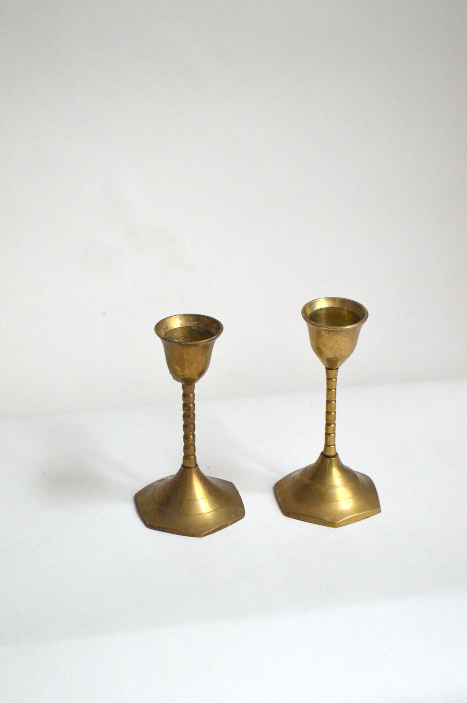 Pair of brass candle holders