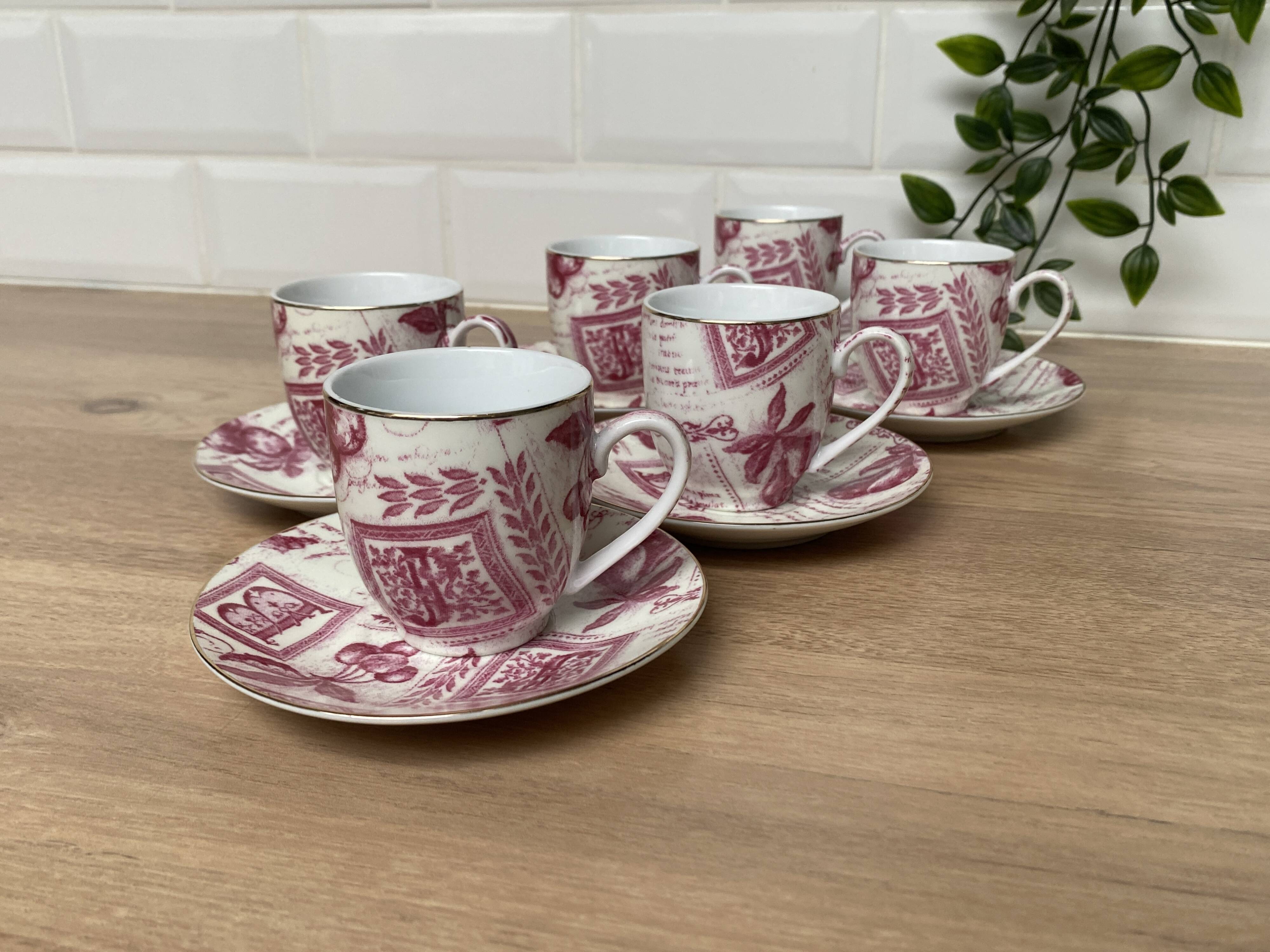 Set of 6 Country Corner coffee cups