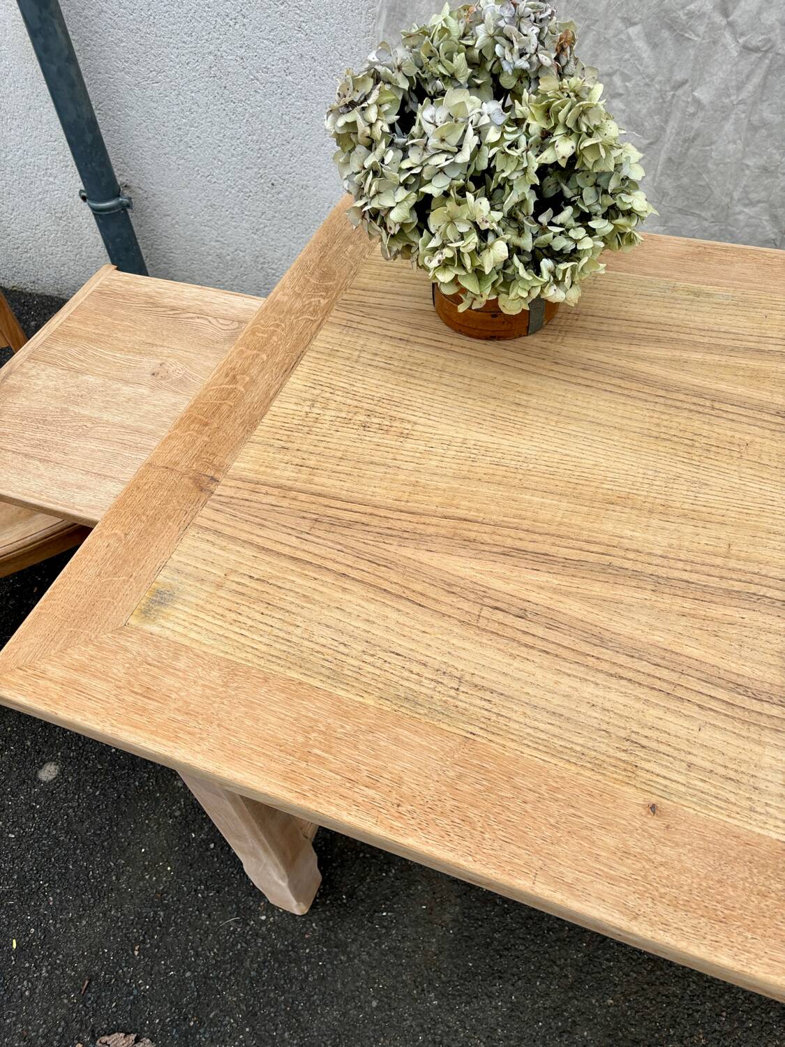 Raw wood farmhouse table
