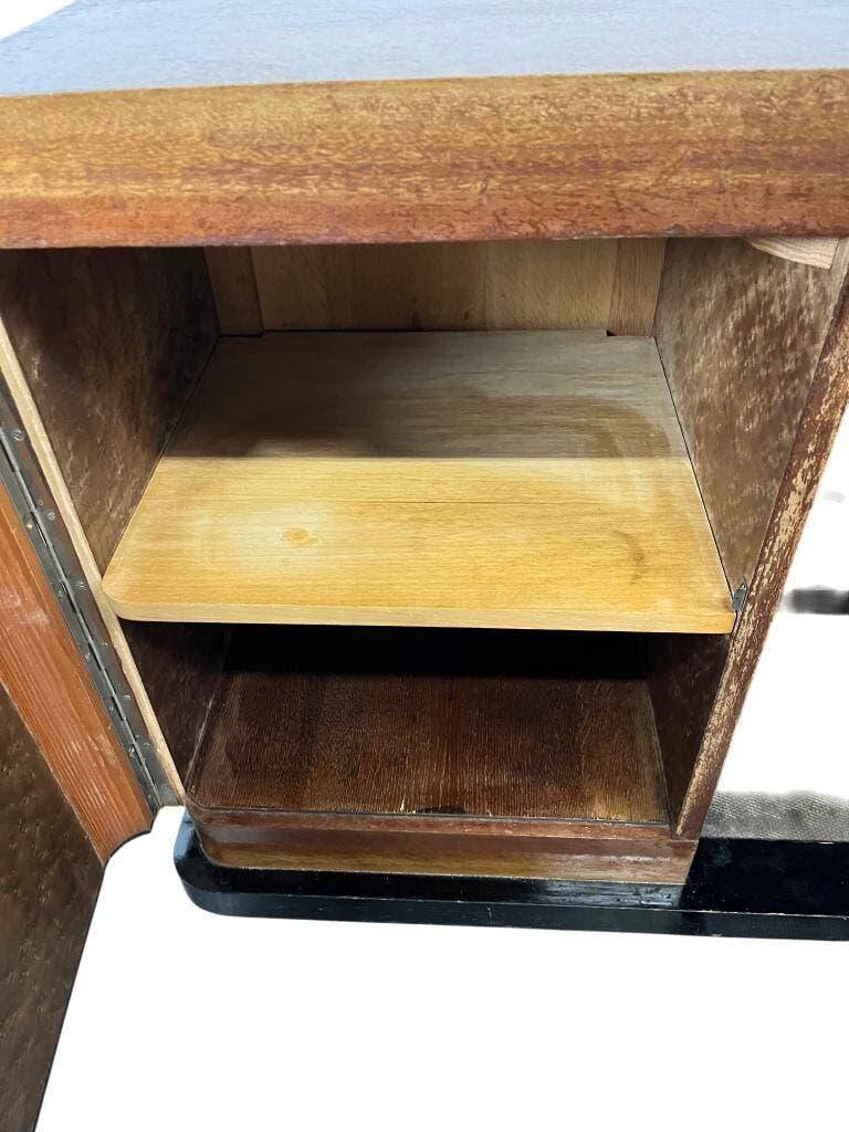 Vintage Art Deco curved sideboard with glass handles.