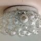 Round ceiling lamp in vintage bubbled glass 60s-70s