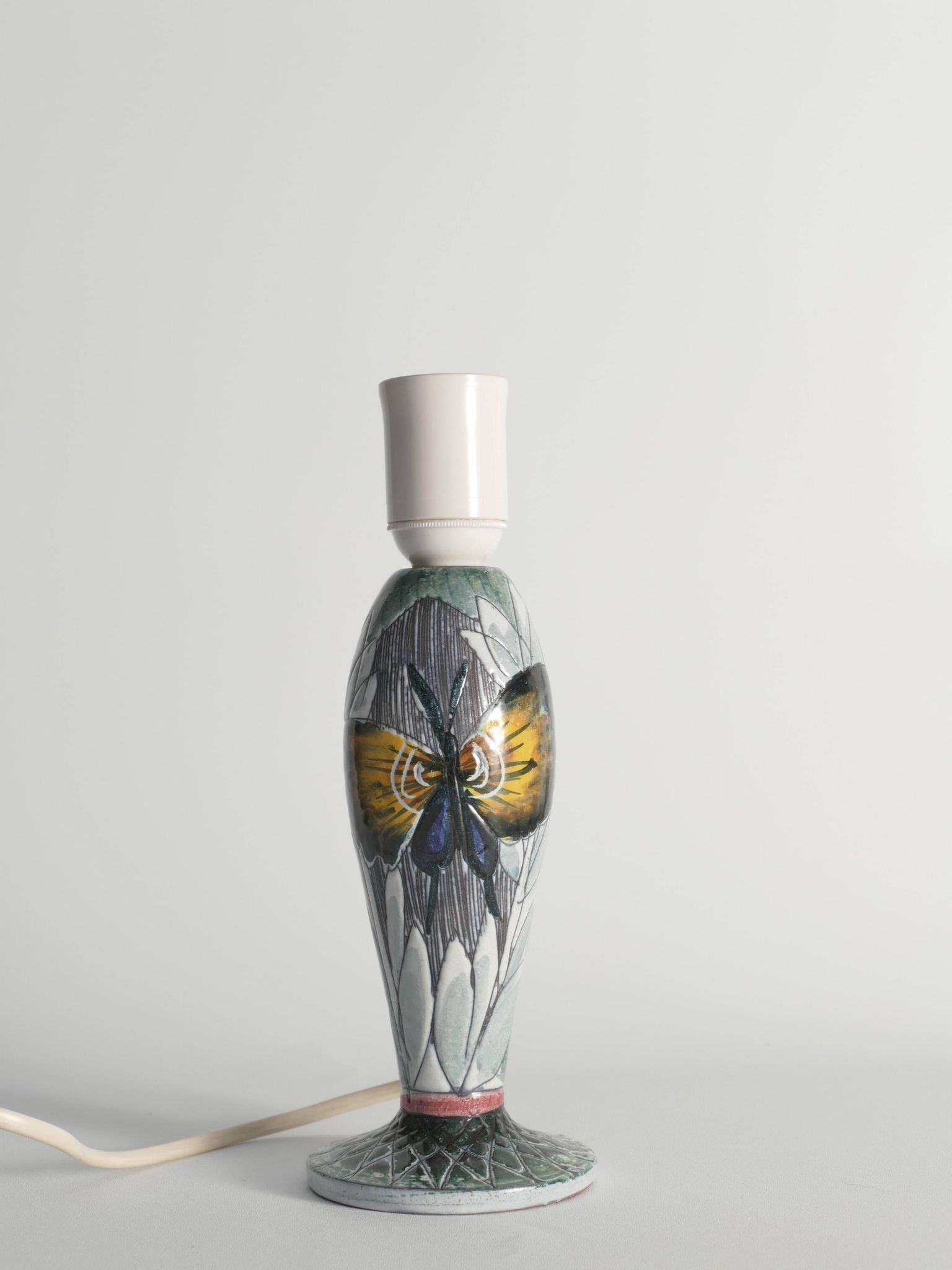Scandinavian Modern Ceramic Butterfly Motif Table Lamp by Tilgmans, Sweden 1960