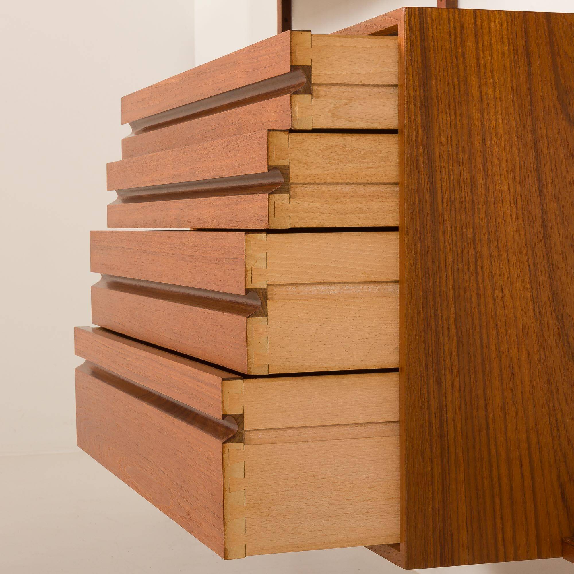 Poul Cadovius 4 bay teak wall unit for Cado, Denmark 1960s