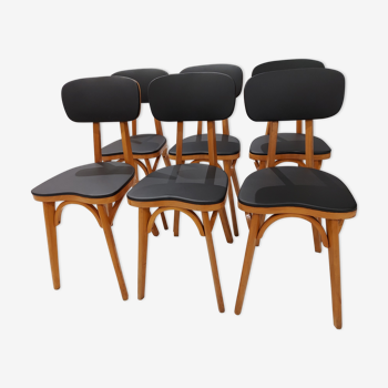 Suite de 6 chaises de bistrot Baumann modèle cœur vintage 1950