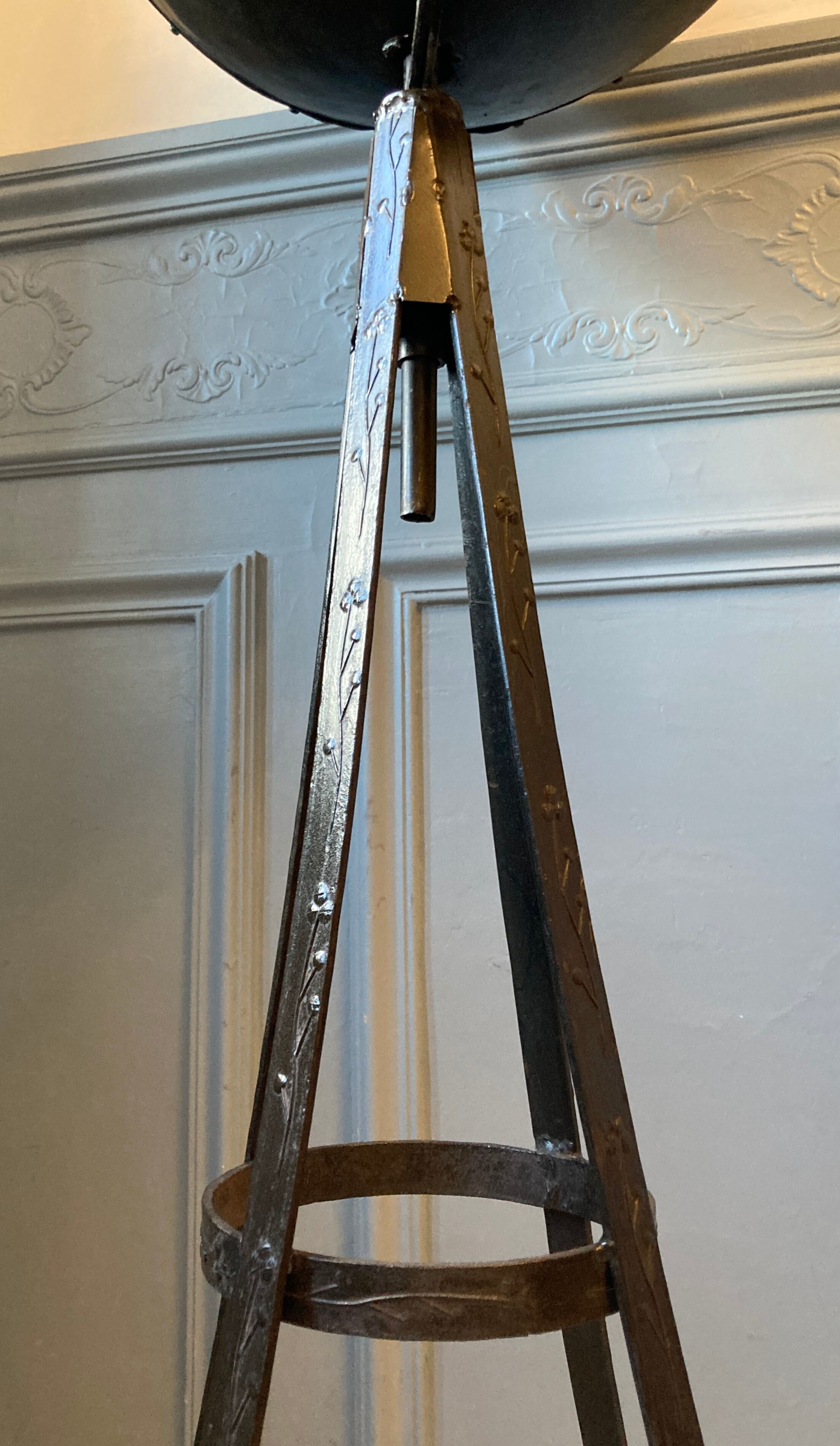 Atypical industrial furniture riveted sphere