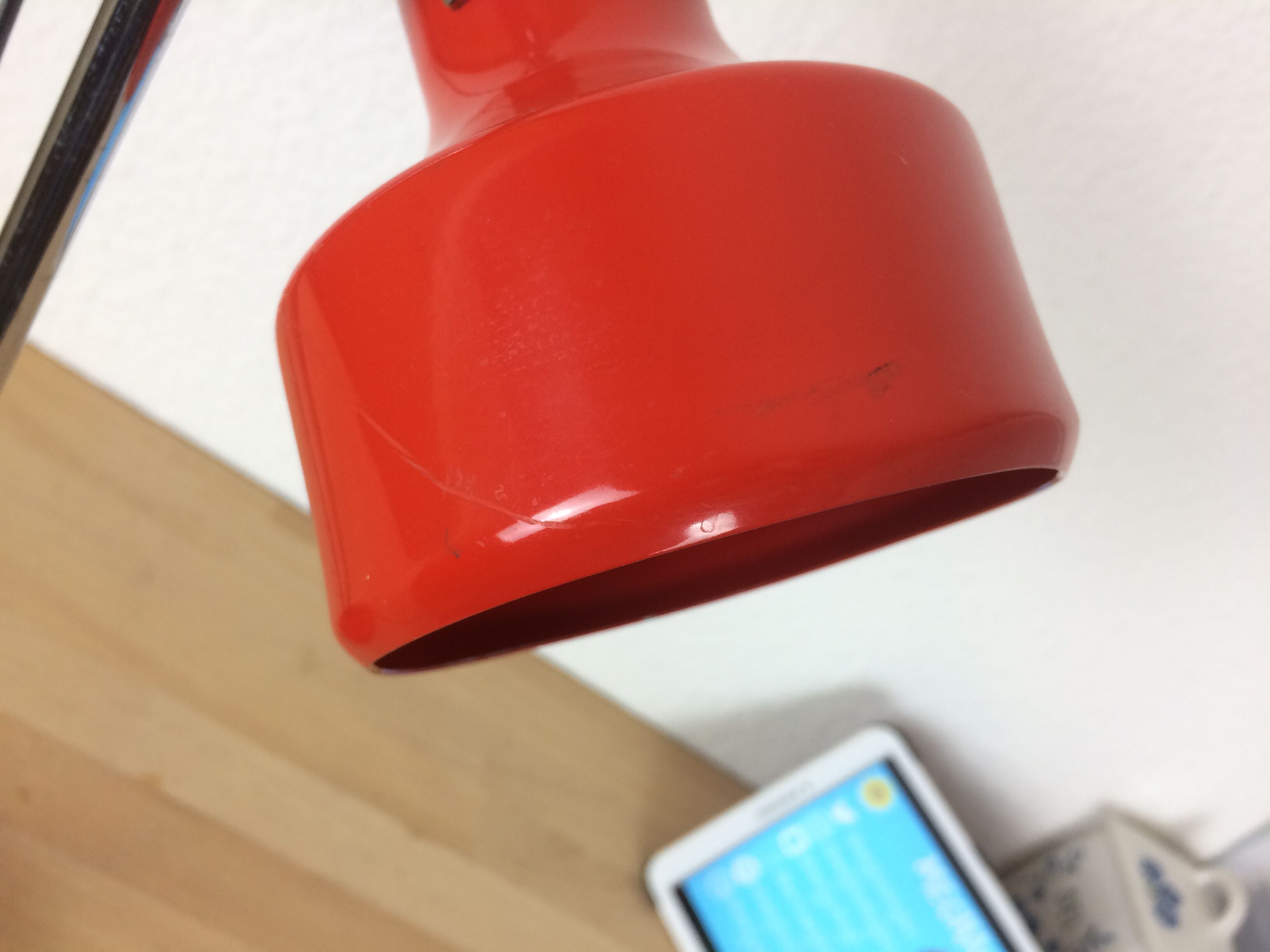 Stralux red metal desk lamp 1960