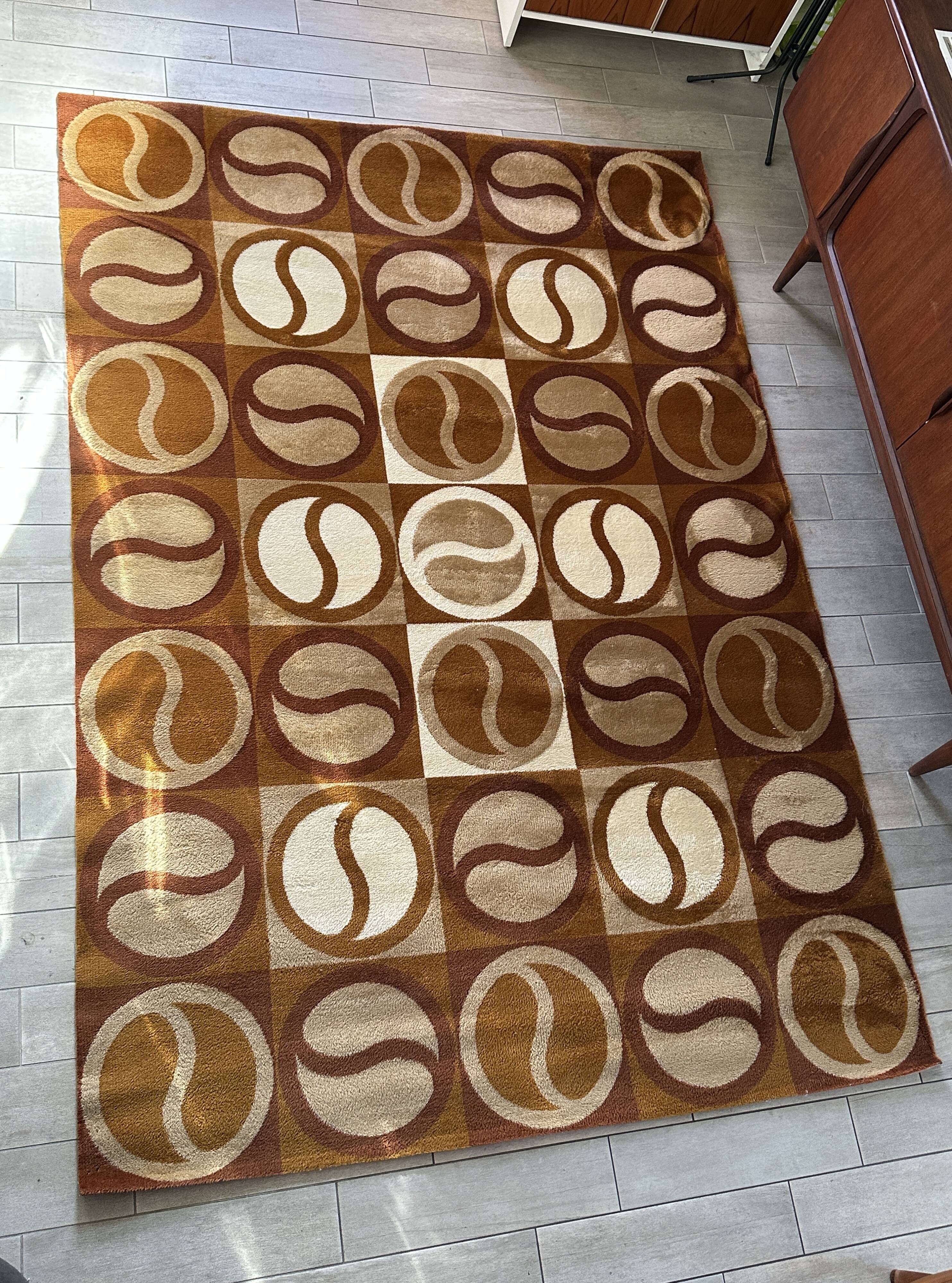 Grand tapis géométrique années 70 scandinave Space Age