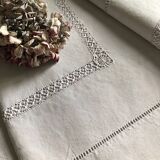 Old sheet in pure washed linen tinted in dove gray
