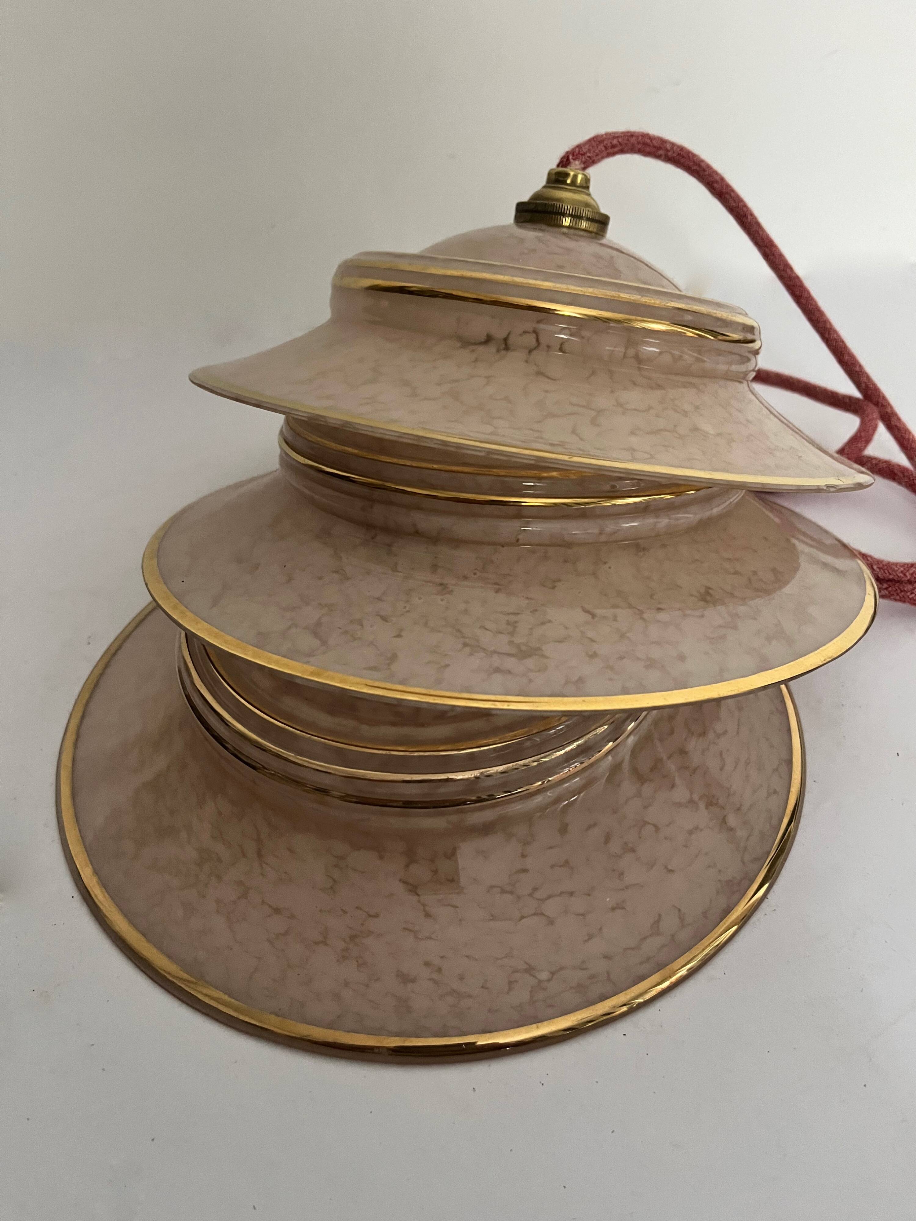 Set of 3 Clichy glass pendant lights