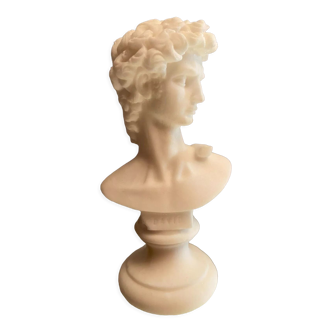 Bust on alabaster pedestal depicting David