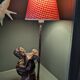 Pair of red gingham lampshades from the 60s
