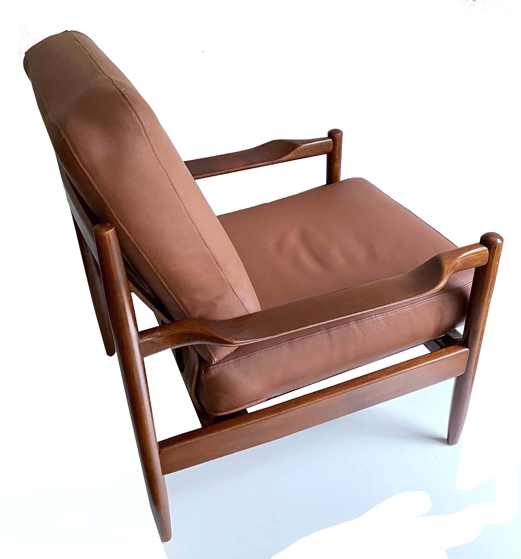 Pair of Scandinavian Teak and Leather Armchairs, 1960s