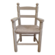 Grey patinated children's armchair with straw seat