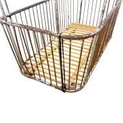 Vintage French Metal Bakery Cart long – Industrial Bread Trolley – Rolling L