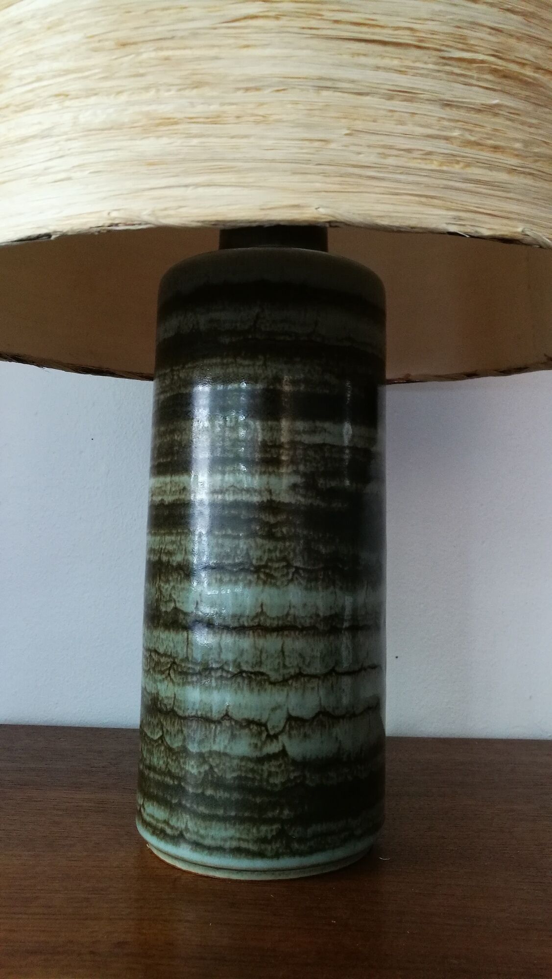 Danish lamp circa 1960 lampshade in braided straw