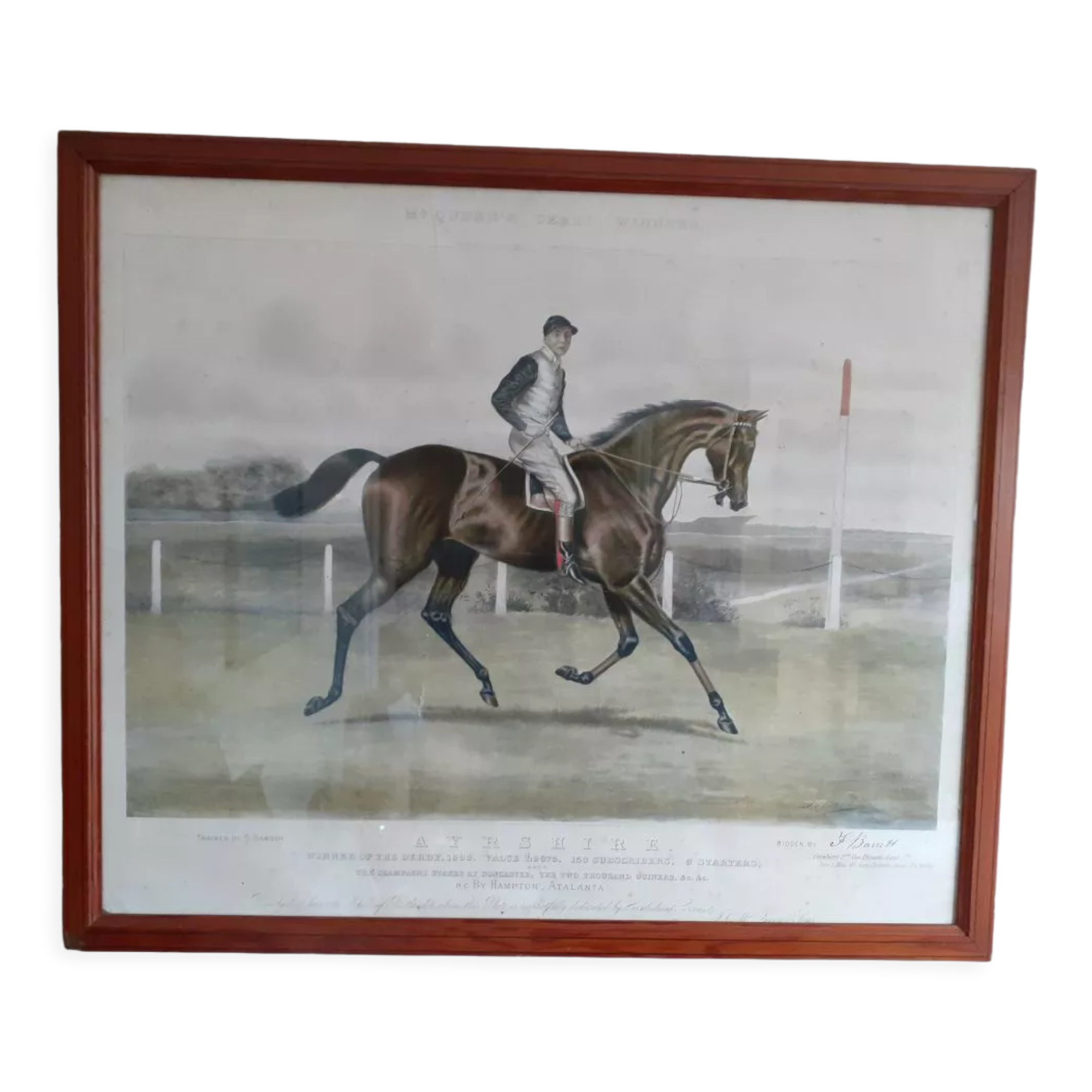 English painting from the 30s depicting the racehorse Ayrshire