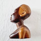 Pair of Busts or Sculptures of African Men and Women in high quality carved wood used