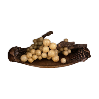 Marble grapes with worked wood top