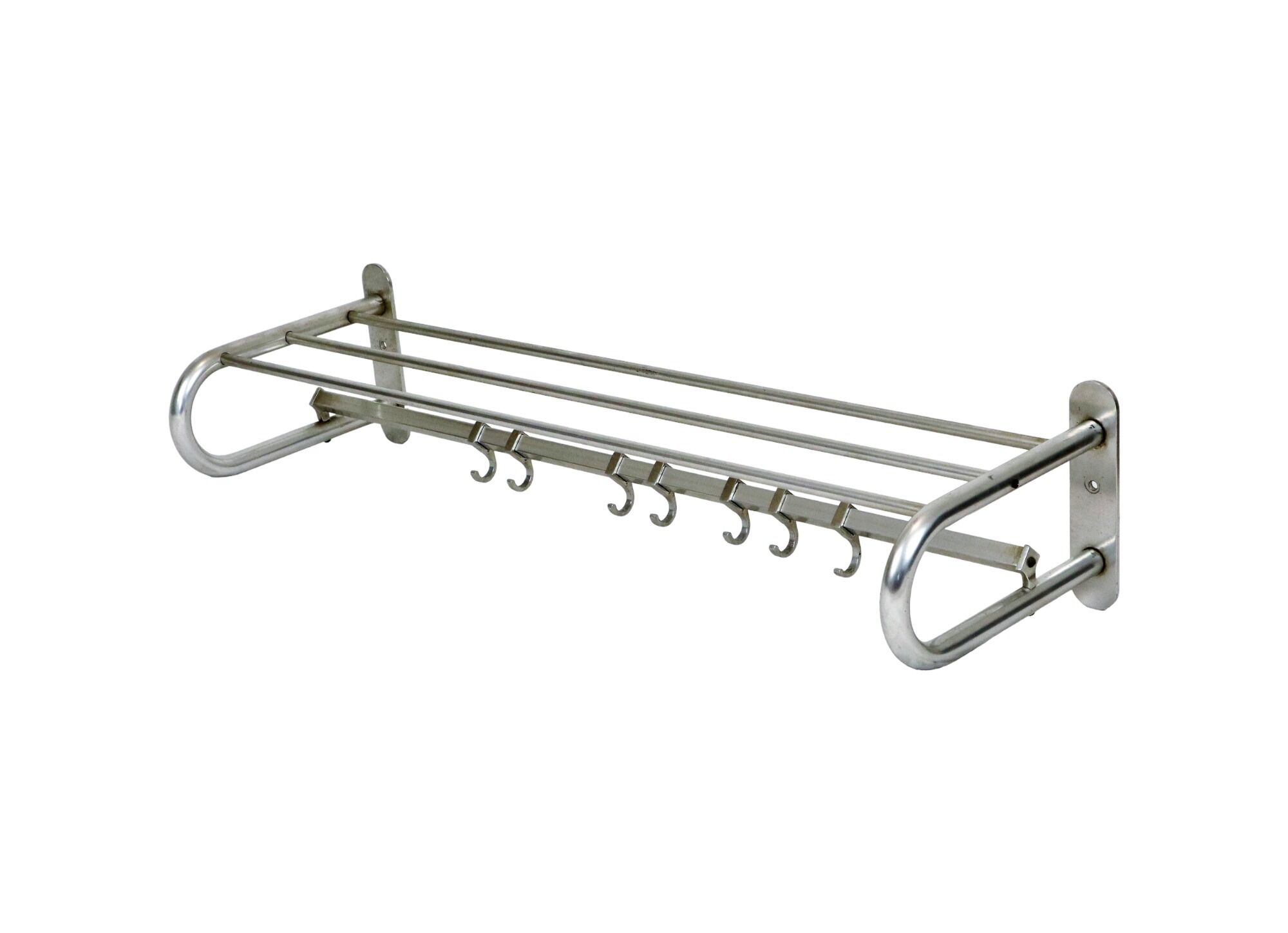 Modernist coat rack hat rack aluminum 7 hooks art deco style