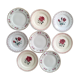 Set eight flowery dessert plates