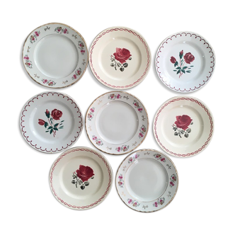 Set eight flowery dessert plates