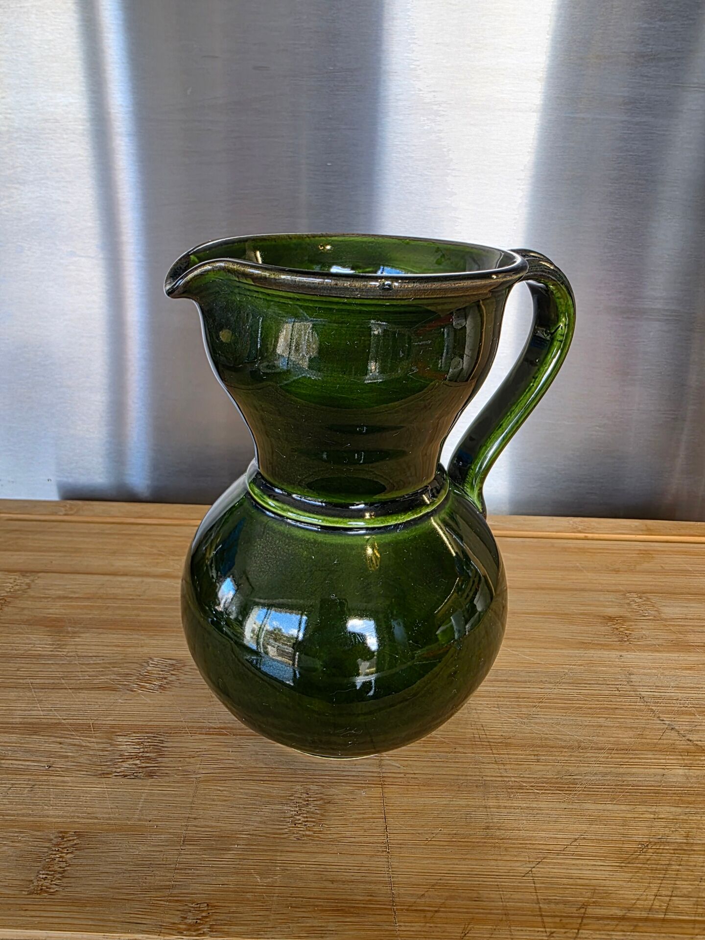 Authentic green ceramic jug Lou Pignatier Vallauris vintage
