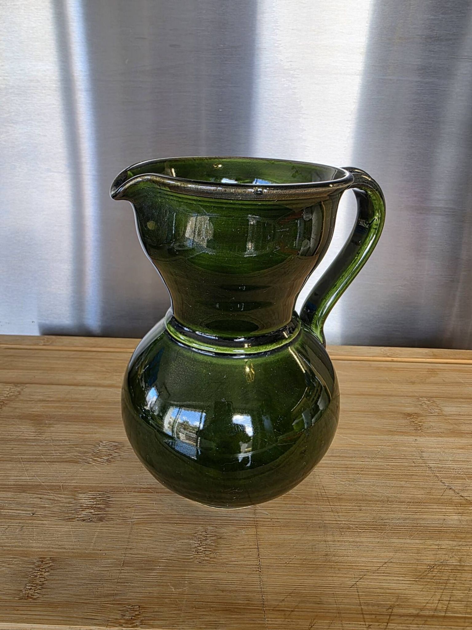 Authentic green ceramic jug Lou Pignatier Vallauris vintage