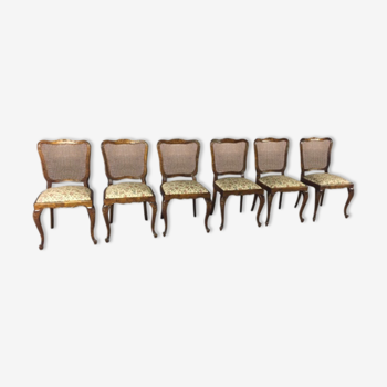 Lot de 6 chaises Louis XV cannée vintage 1950s