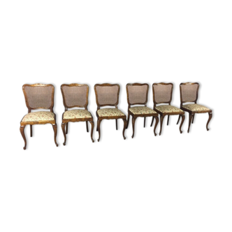 lot of 6 Chairs Louis XV cannée vintage 1950s