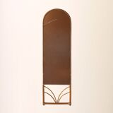 Miroir mural scandinave des années 1970 avec cadre en bambou courbé