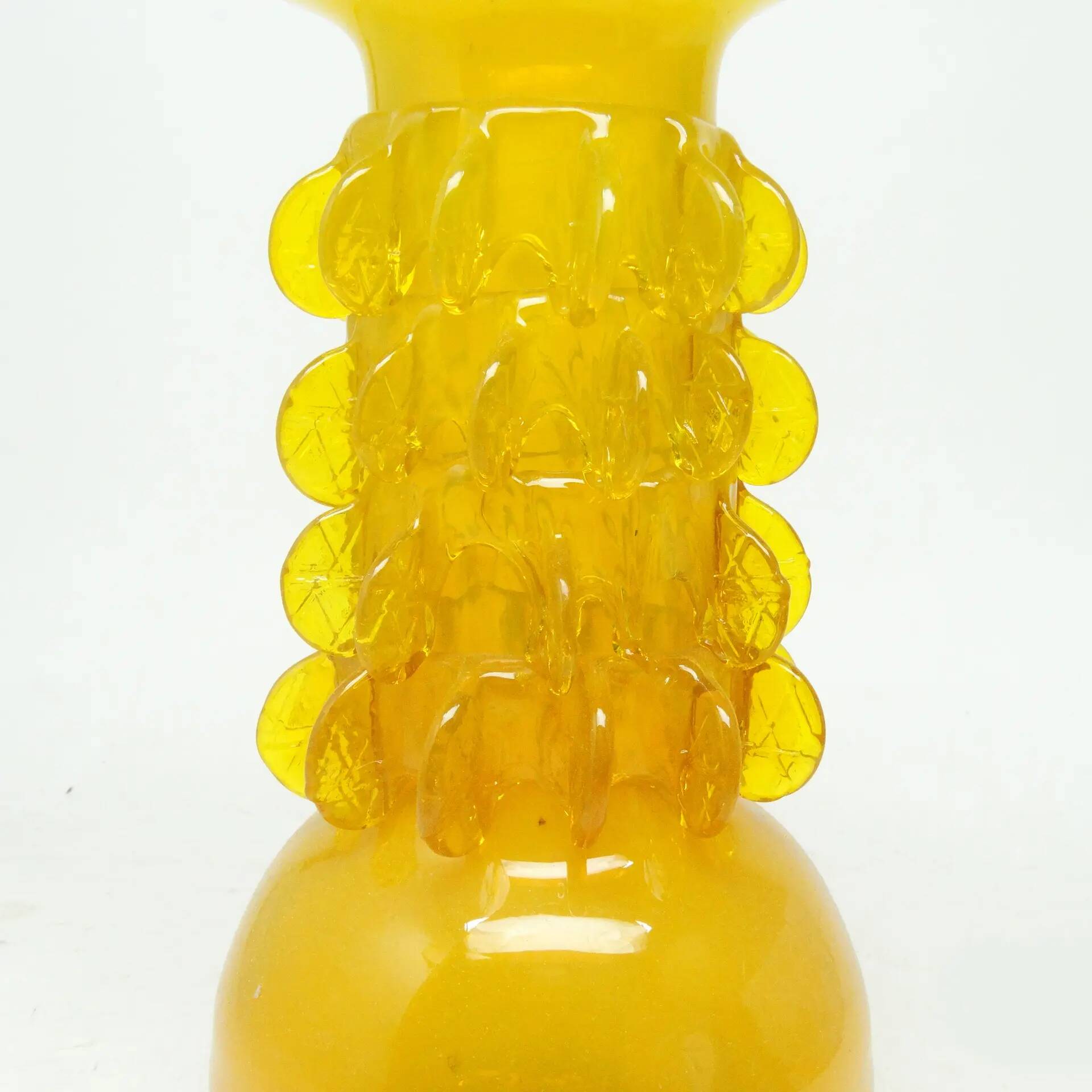 Bride vase, mid-century modern, yellow glass, designed by J. Słuczan-Orkusz, Poland, 1970s
