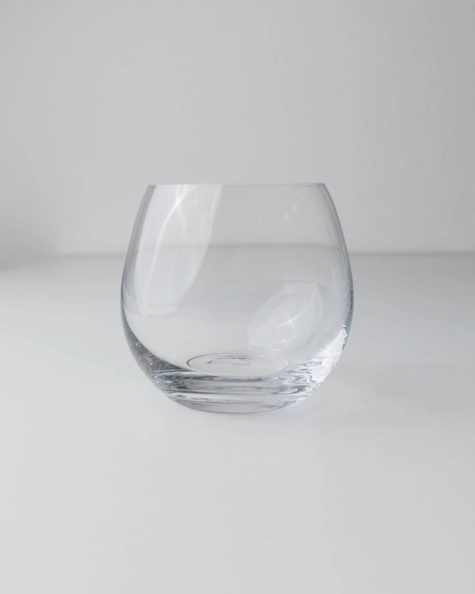 Vintage clear glass decanter set with 6 round wine glasses - Italian 1980s timeless design, elegant table décor