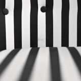 Mid-century modern Scandinavian rounded armchairs with black and white stripes, 1960s.