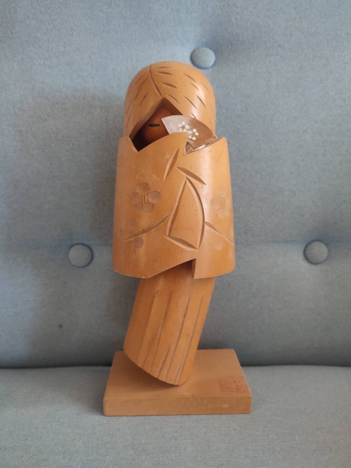 Vintage Japanese kokeshi doll in bamboo japenese dancing geisha