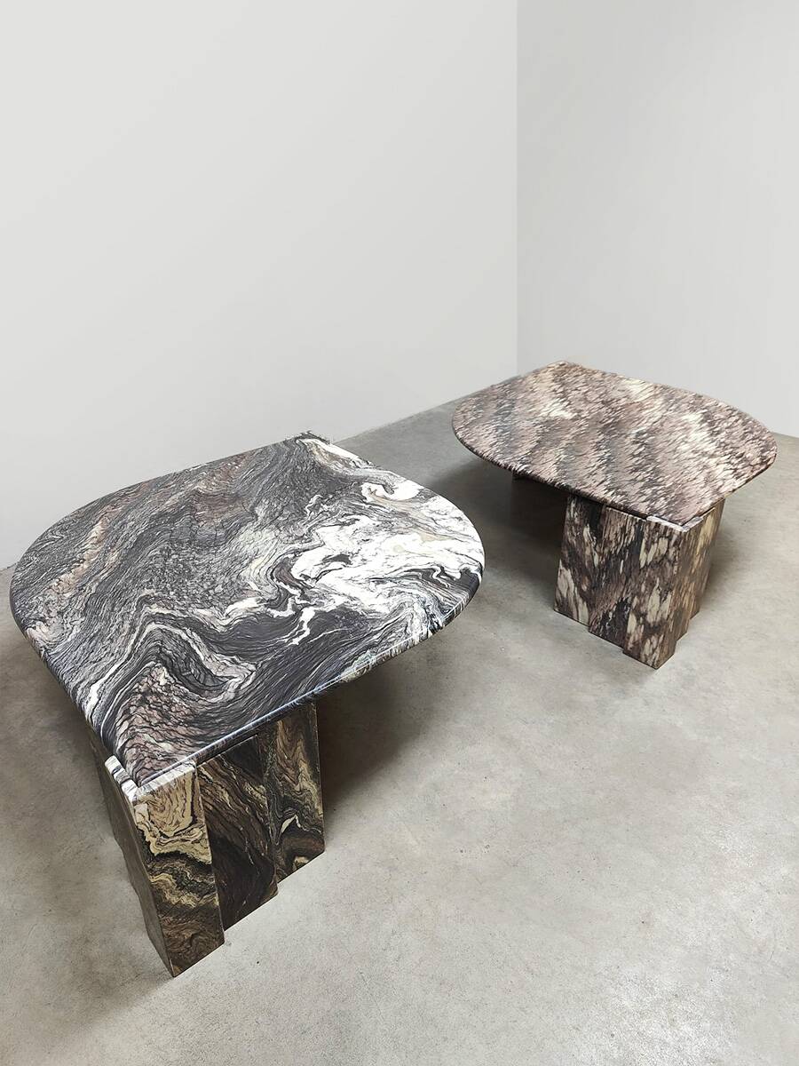 Vintage design marble coffee table midcentury Roche Bobois grey