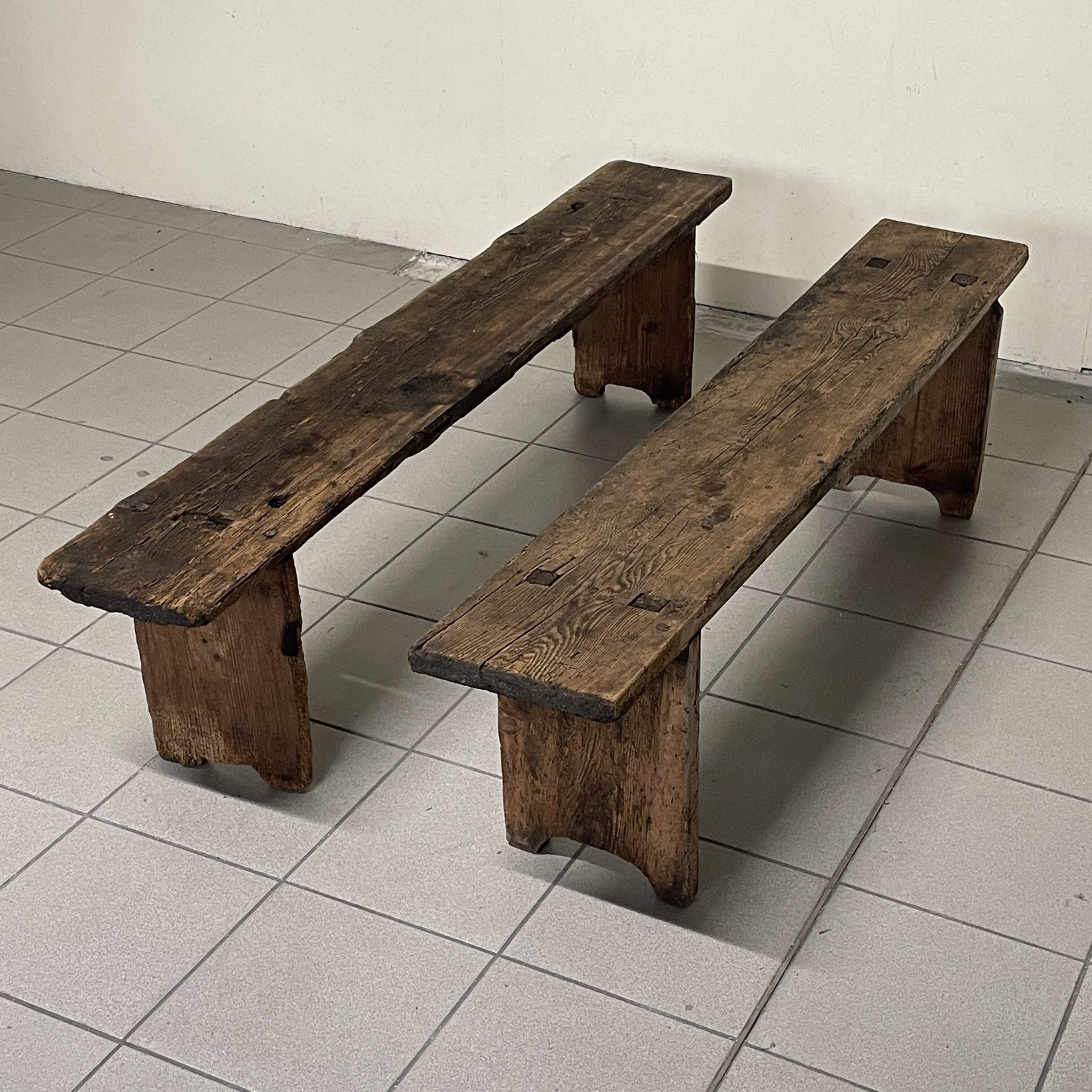 Pair of rustic benches, early 1900s
