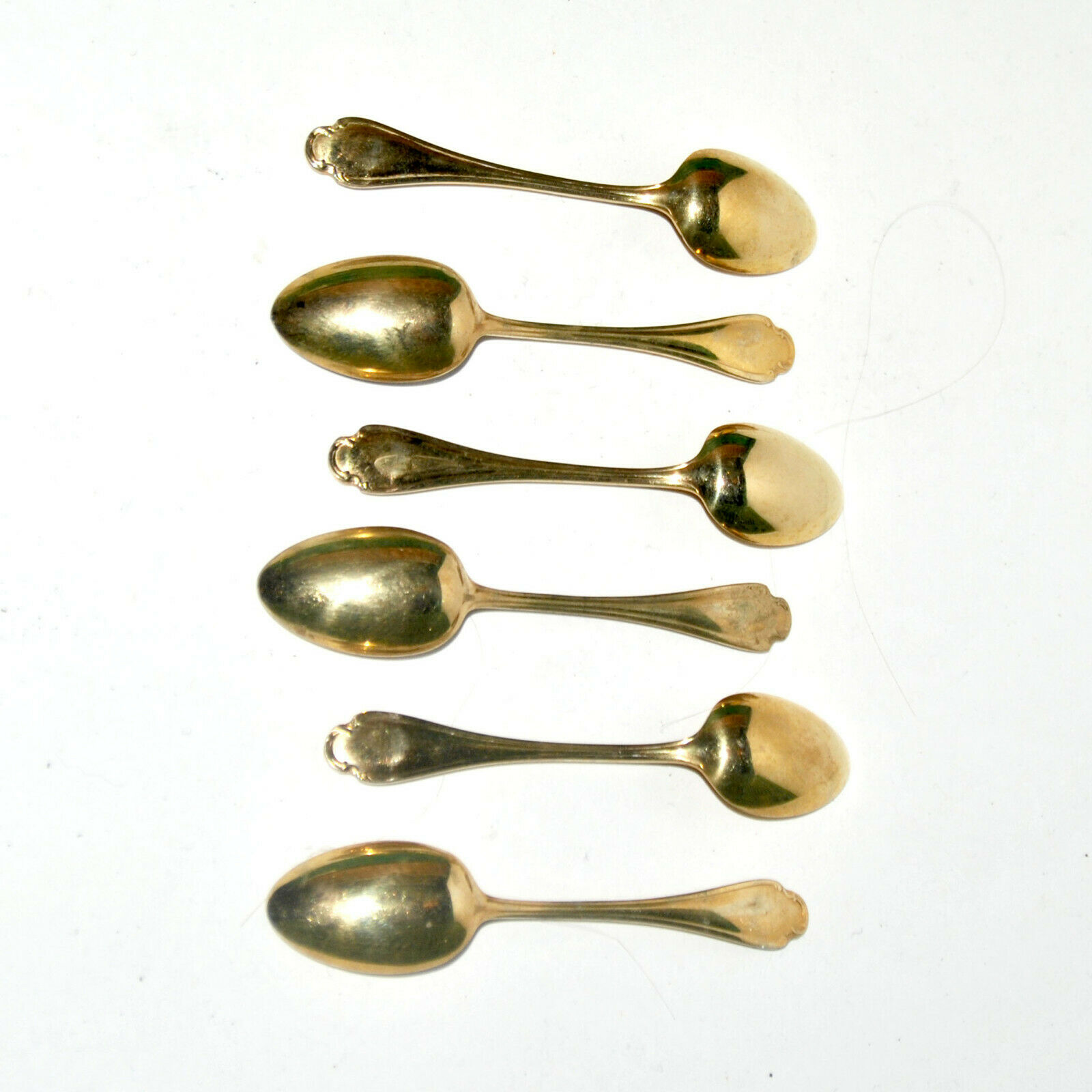 Series of 6 teaspoons gilded Pompadour plated Alfénide gold by Christofle