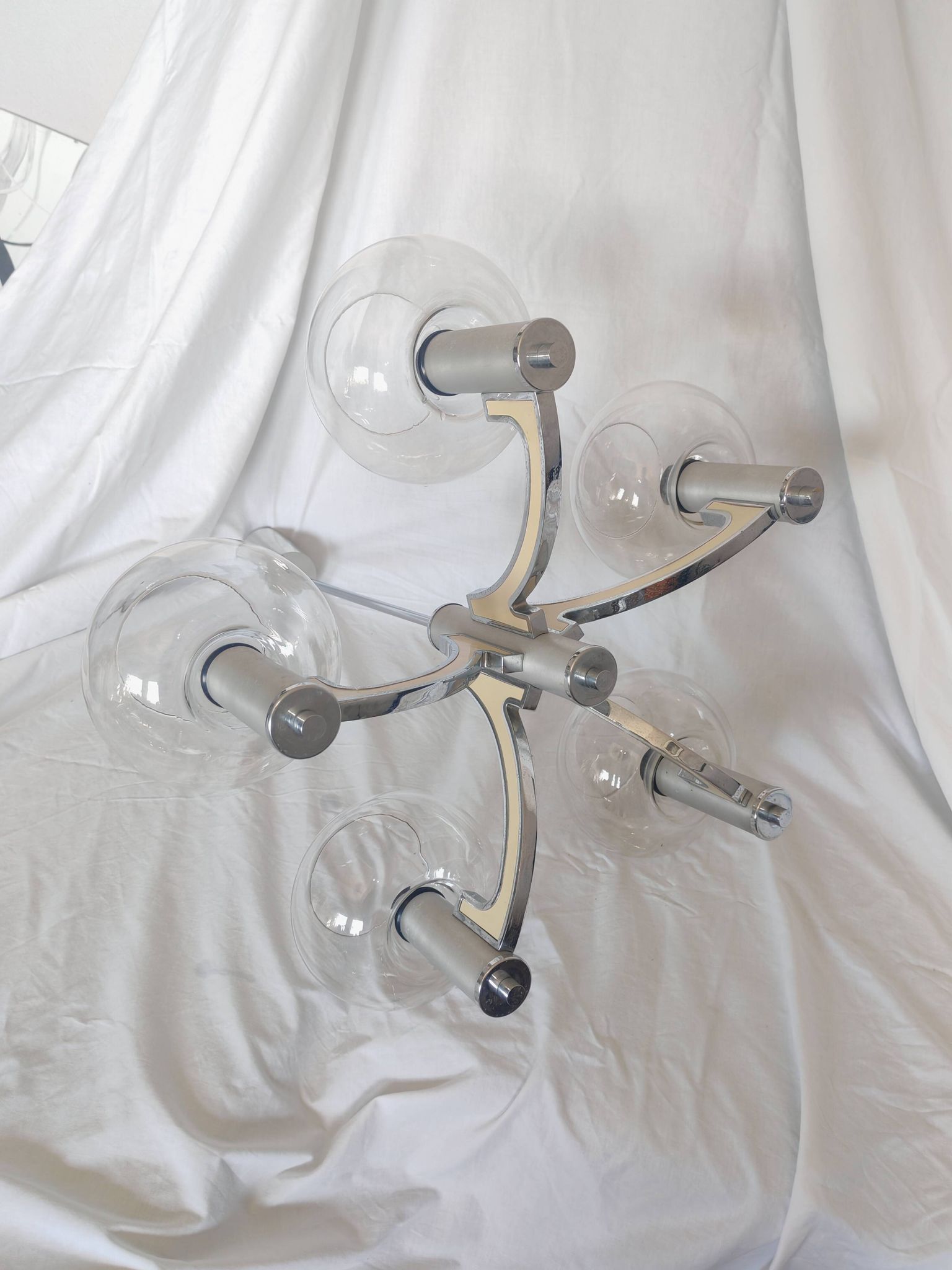 5-branched chandelier by Sciolari, Italy, space age, 1970