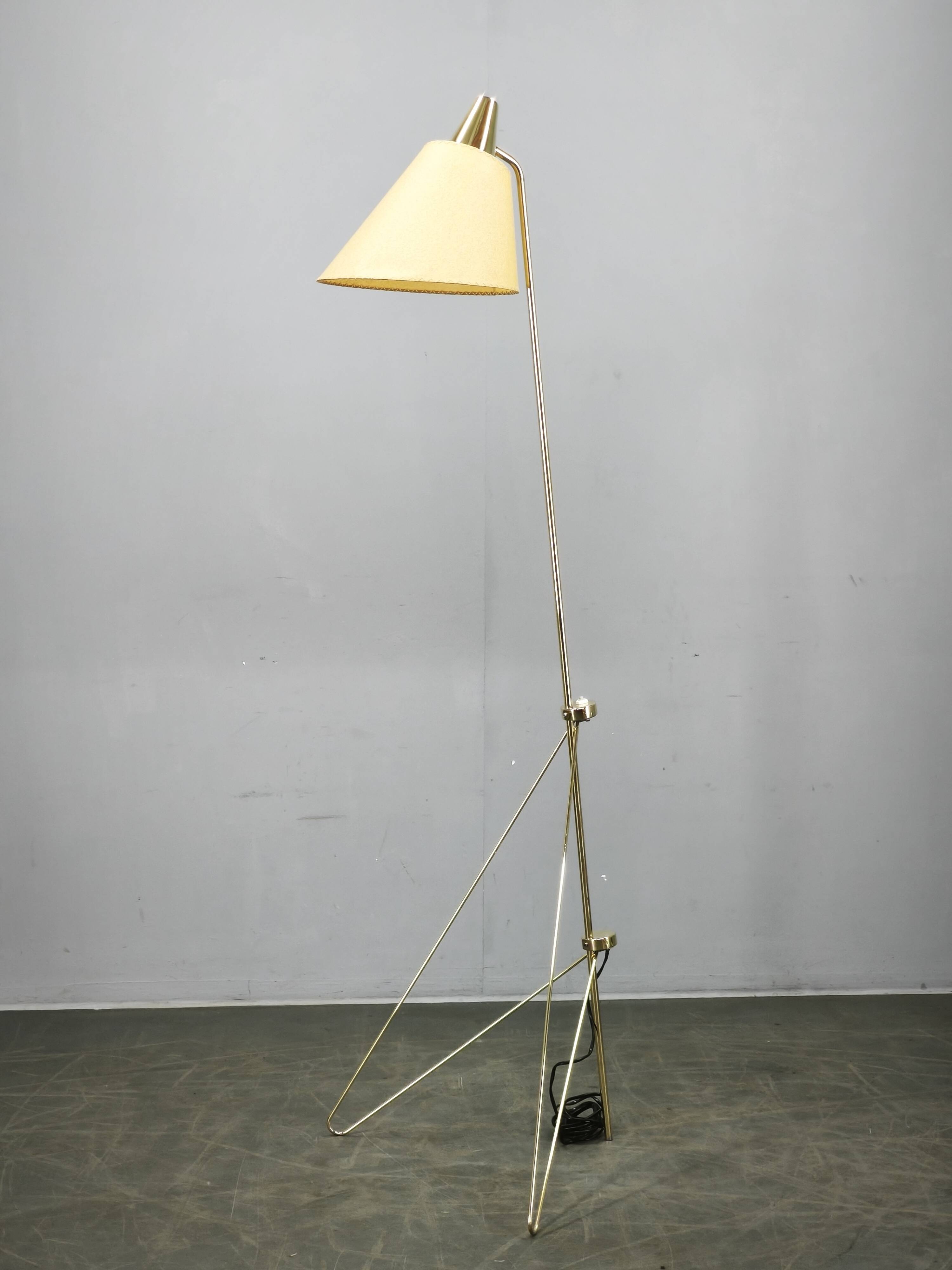 Josef Hurka Giraffe Brass Floor Lamp for Napako, Czechoslovakia, 1960s