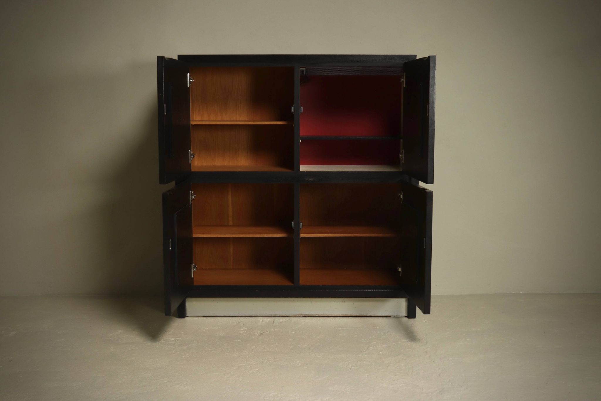 Brutalist Cabinet with Graphic Patterned Doors Belgium 1970s