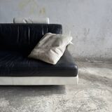 BnB Italia Sity 2-seater leather sofa — black seat with white leather base