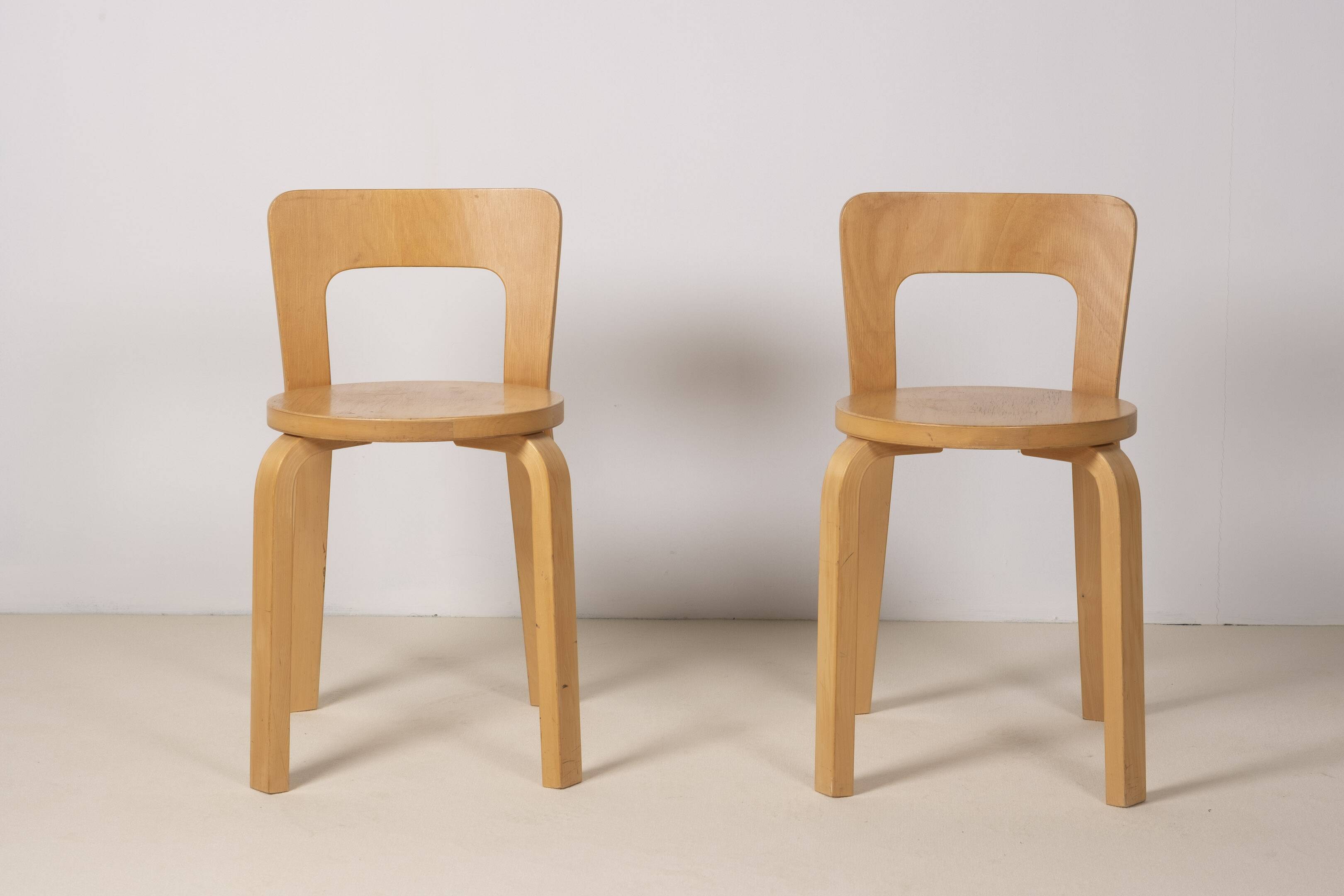 2x Alvar Aalto Chair Model 65, 1970s Artek
