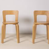 2x Alvar Aalto Chair Model 65, 1970s Artek
