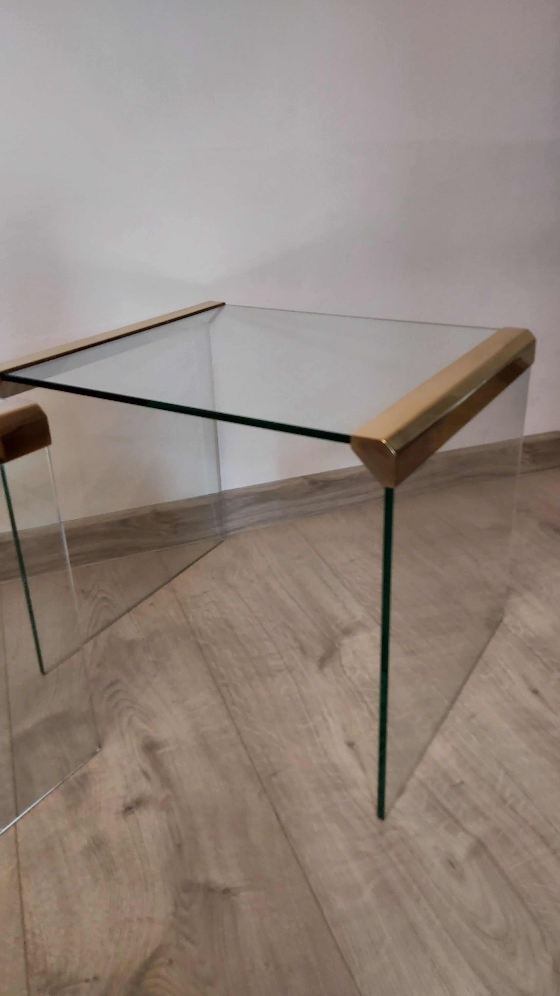 A pair of glass tables, designed by L. Rosen, Pace Collection, USA, 1970