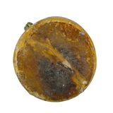 Grande vinaigrette ancienne française à glaçure jaune et verte à motif de pot à confit