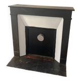Black marble fireplace mantel