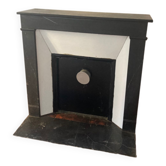 Black marble fireplace mantel