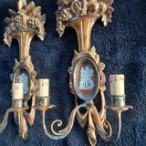 Ancienne appliques en bois médaillon italienne Firenze