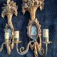Antique Italian Firenze medallion wooden wall lights